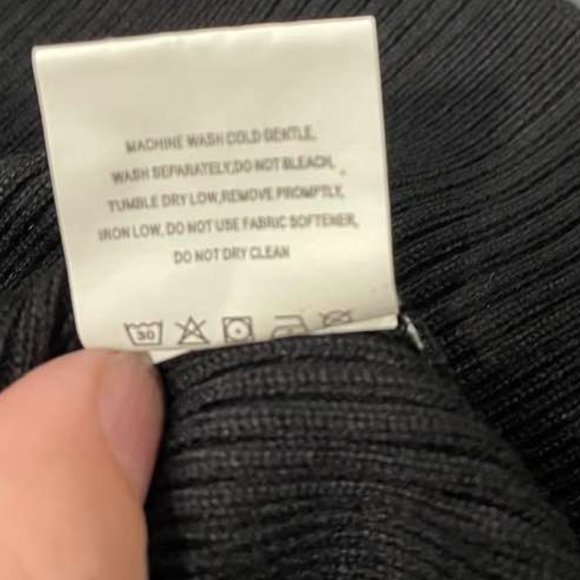 Cold Shoulder Long Sleeves Ribbed Sweater Midi Bodycon Dress - Black - XL - Picture 6 of 14